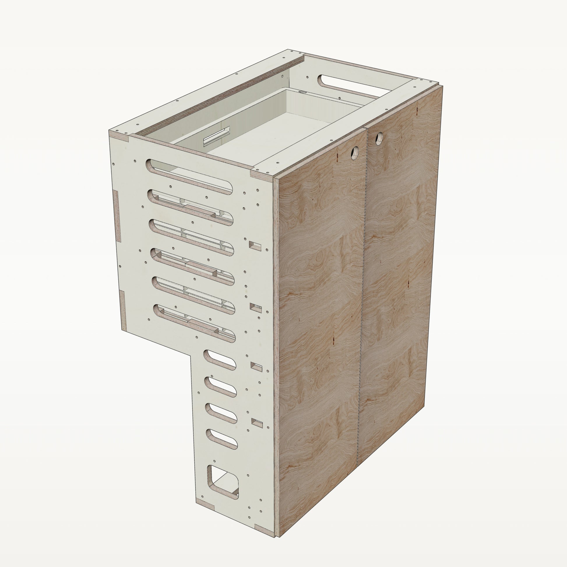 Unterschrank Euroboxen Breit mit Radkasten-Aussparung - Material_asteiche