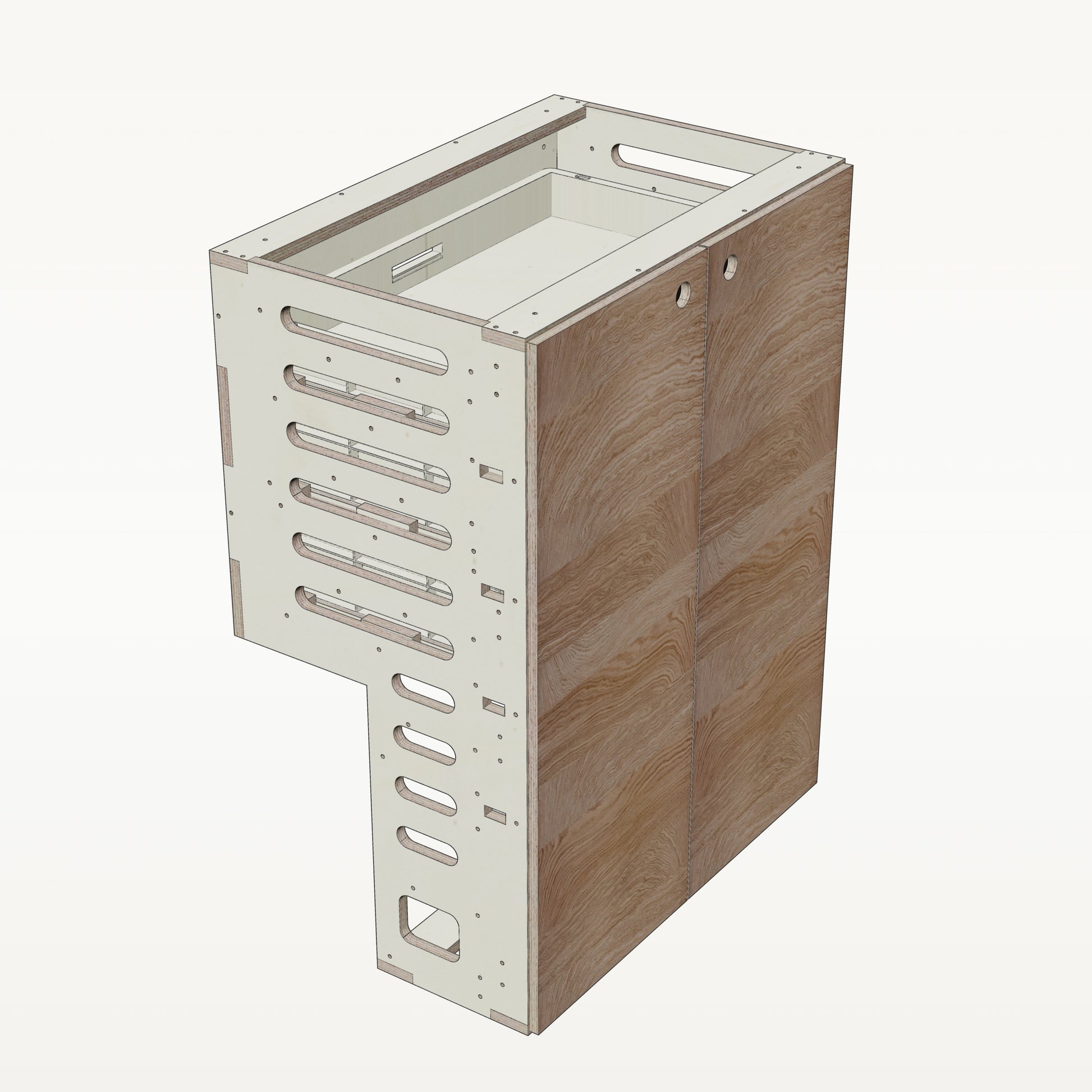 Unterschrank Euroboxen Breit mit Radkasten-Aussparung - Material_eiche