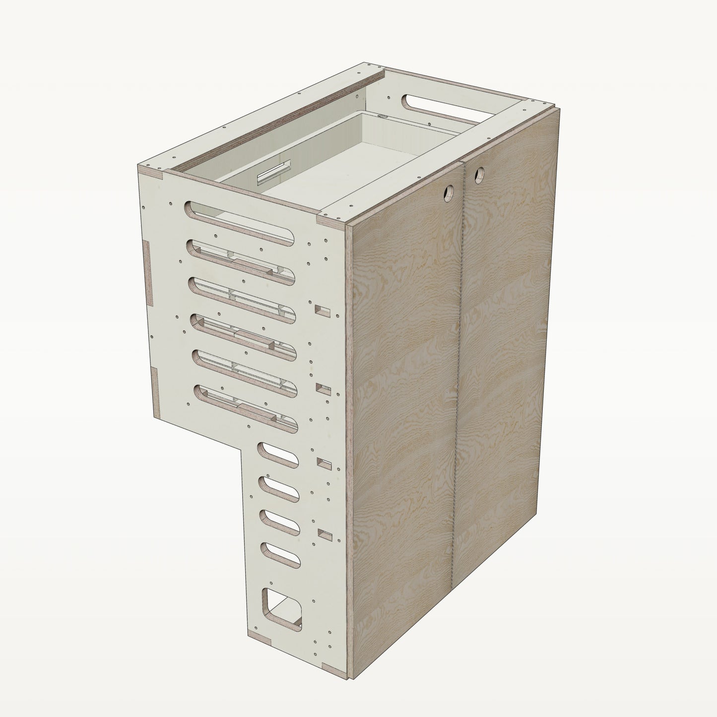 Unterschrank Euroboxen Breit mit Radkasten-Aussparung - Material_esche