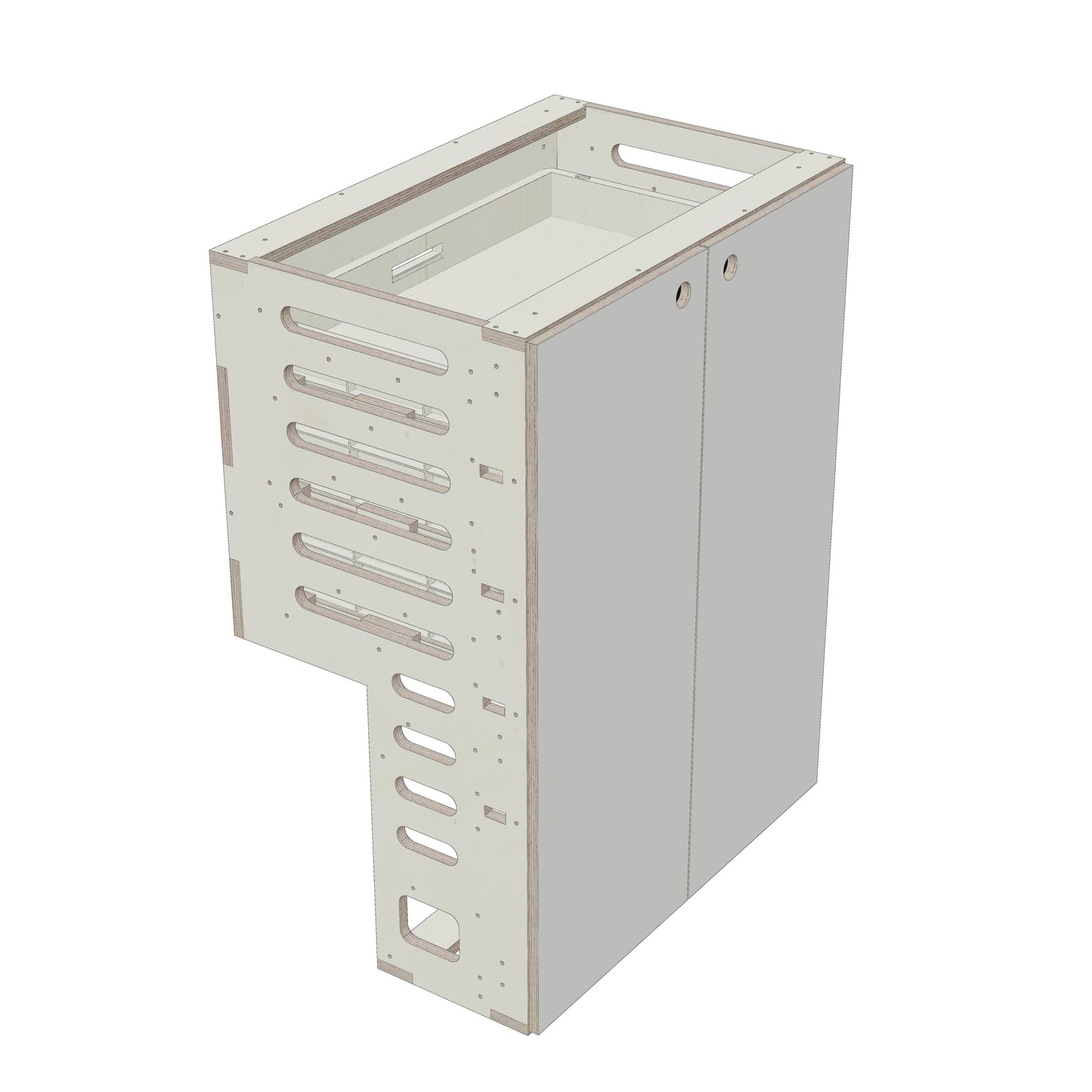 Unterschrank Euroboxen Breit mit Radkasten-Aussparung - Rendering