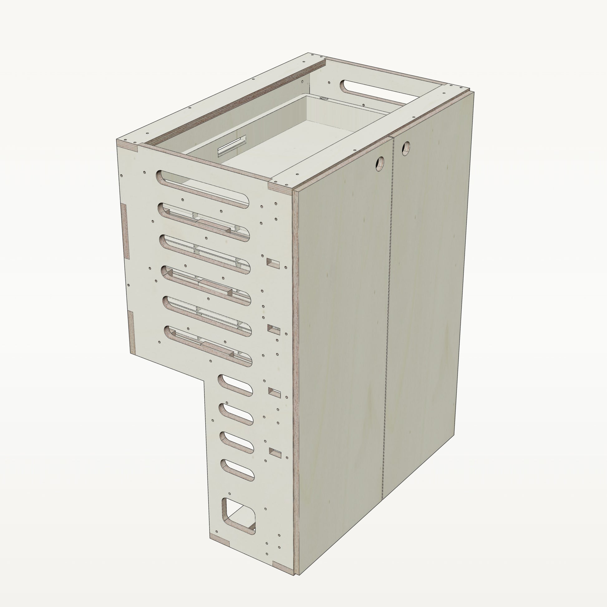 Unterschrank Euroboxen Breit mit Radkasten-Aussparung - Material_pappel