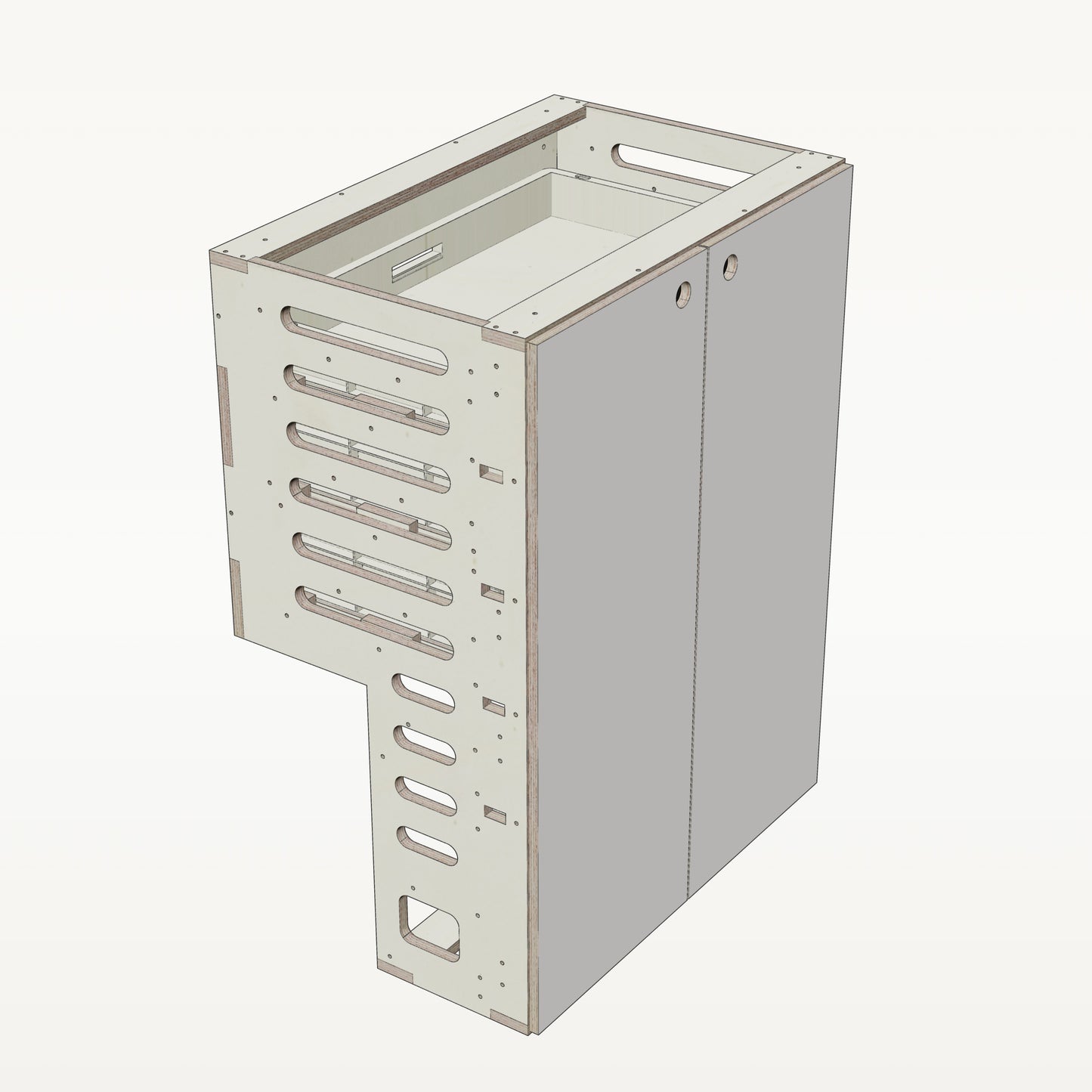 Unterschrank Euroboxen Breit mit Radkasten-Aussparung - Material_weiss