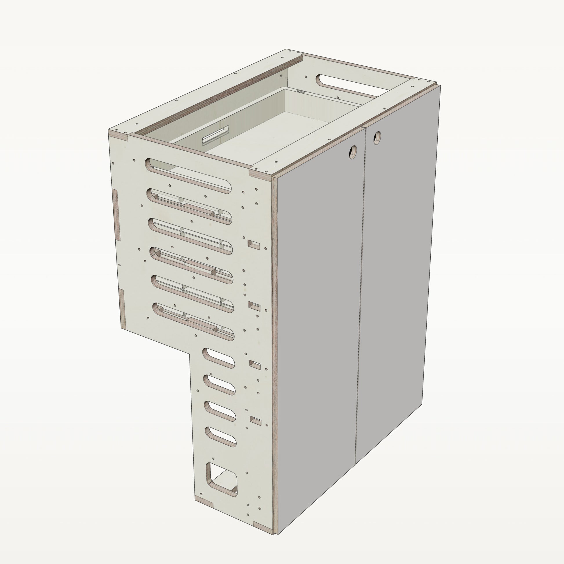 Unterschrank Euroboxen Breit mit Radkasten-Aussparung - Material_weiss