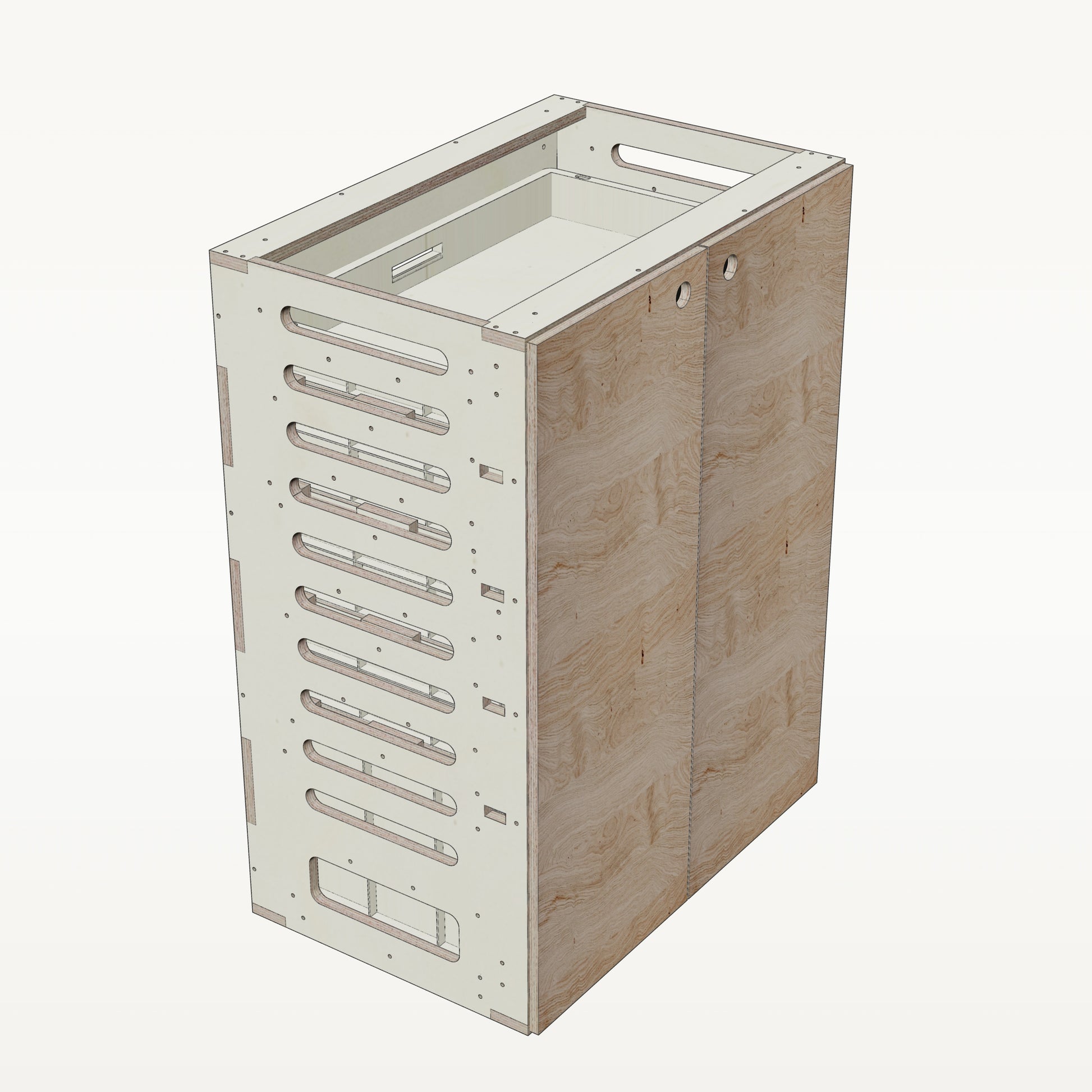 Unterschrank Euroboxen Breit mit Radkasten-Aussparung - Material_asteiche