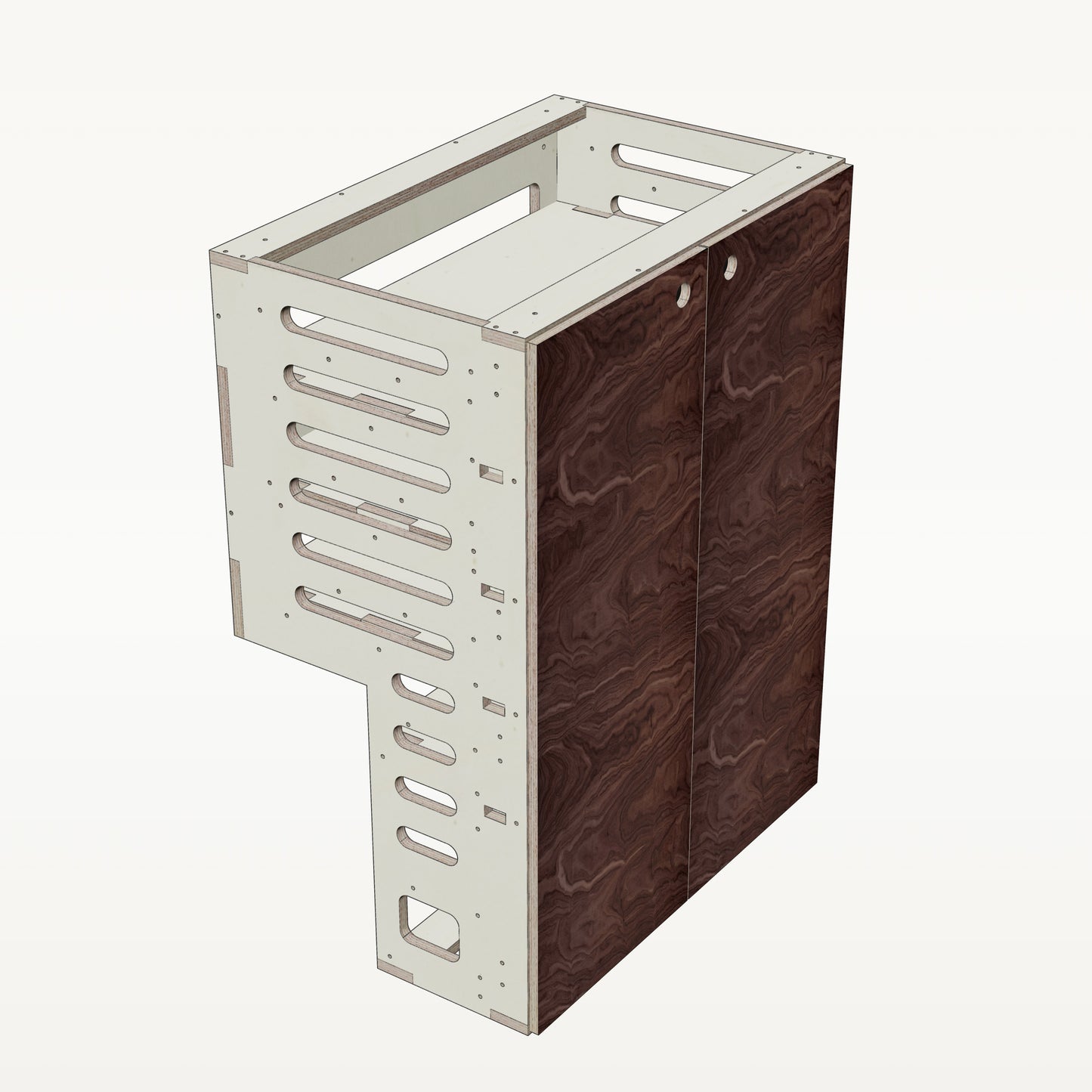 Unterschrank Fachboeden Breit mit Radkasten-Aussparung - Material_nussbaum