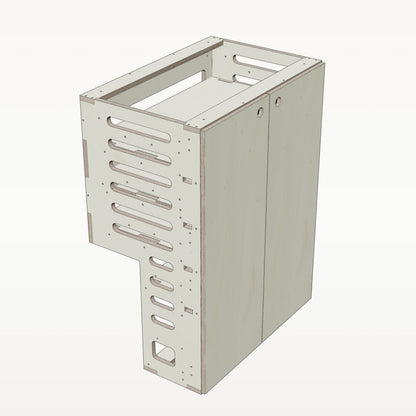 Unterschrank Fachboeden Breit mit Radkasten-Aussparung - Material_pappel