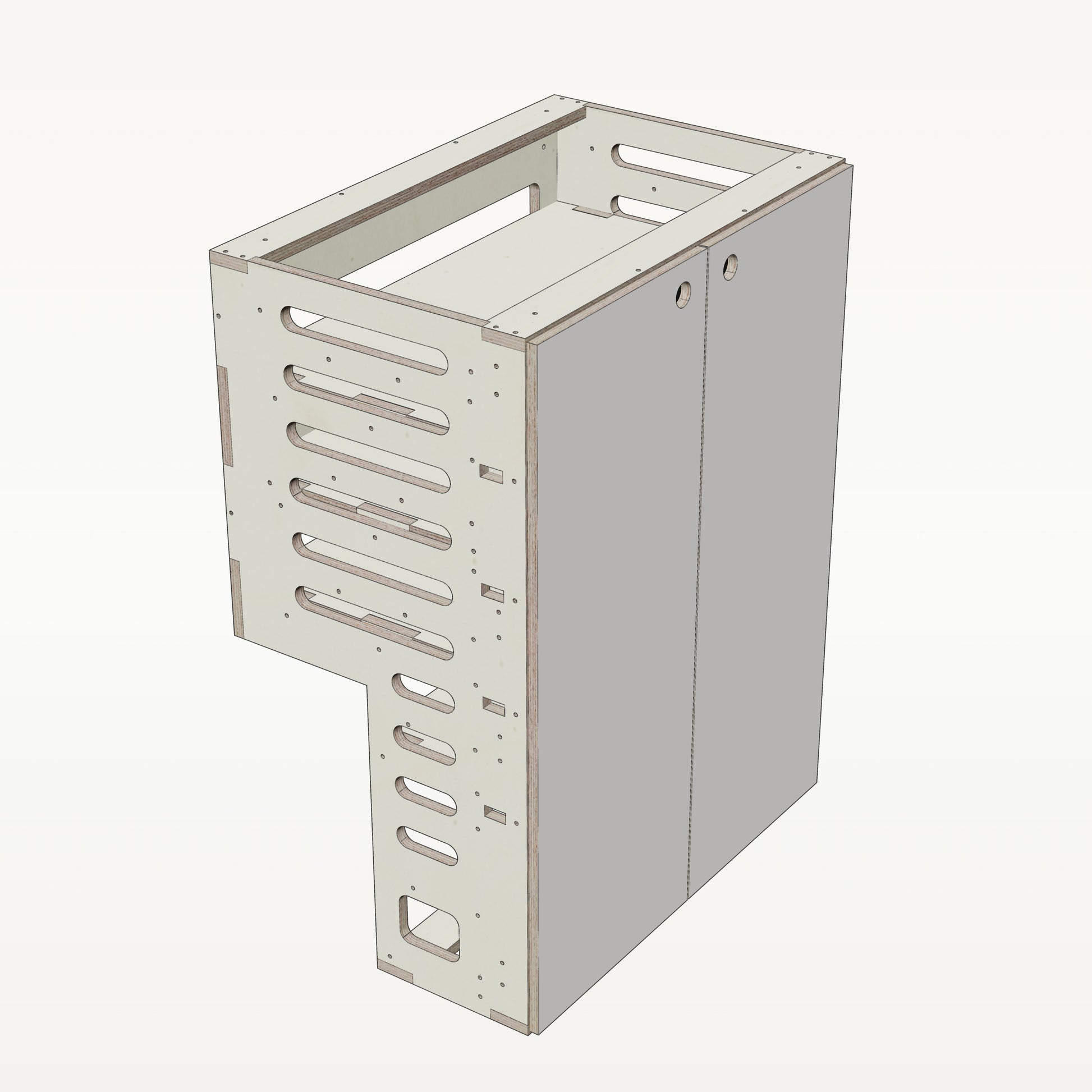 Unterschrank Fachboeden Breit mit Radkasten-Aussparung - Material_weiss
