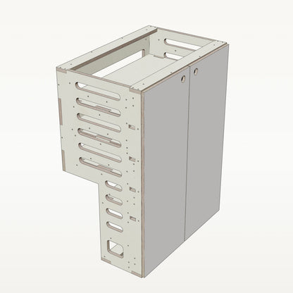 Unterschrank Fachboeden Breit mit Radkasten-Aussparung - Material_weiss