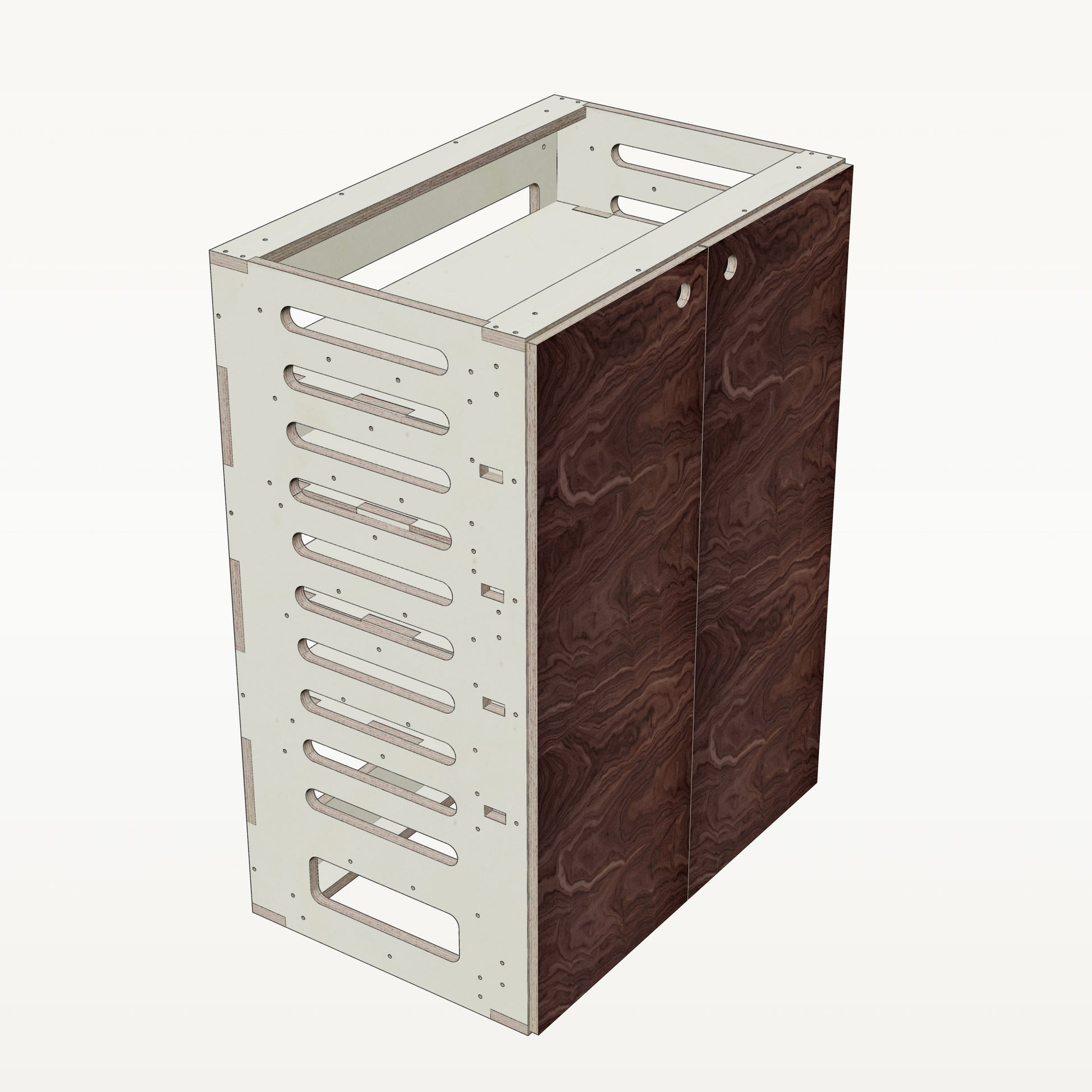 Unterschrank Fachboeden Breit mit Radkasten-Aussparung - Material_nussbaum