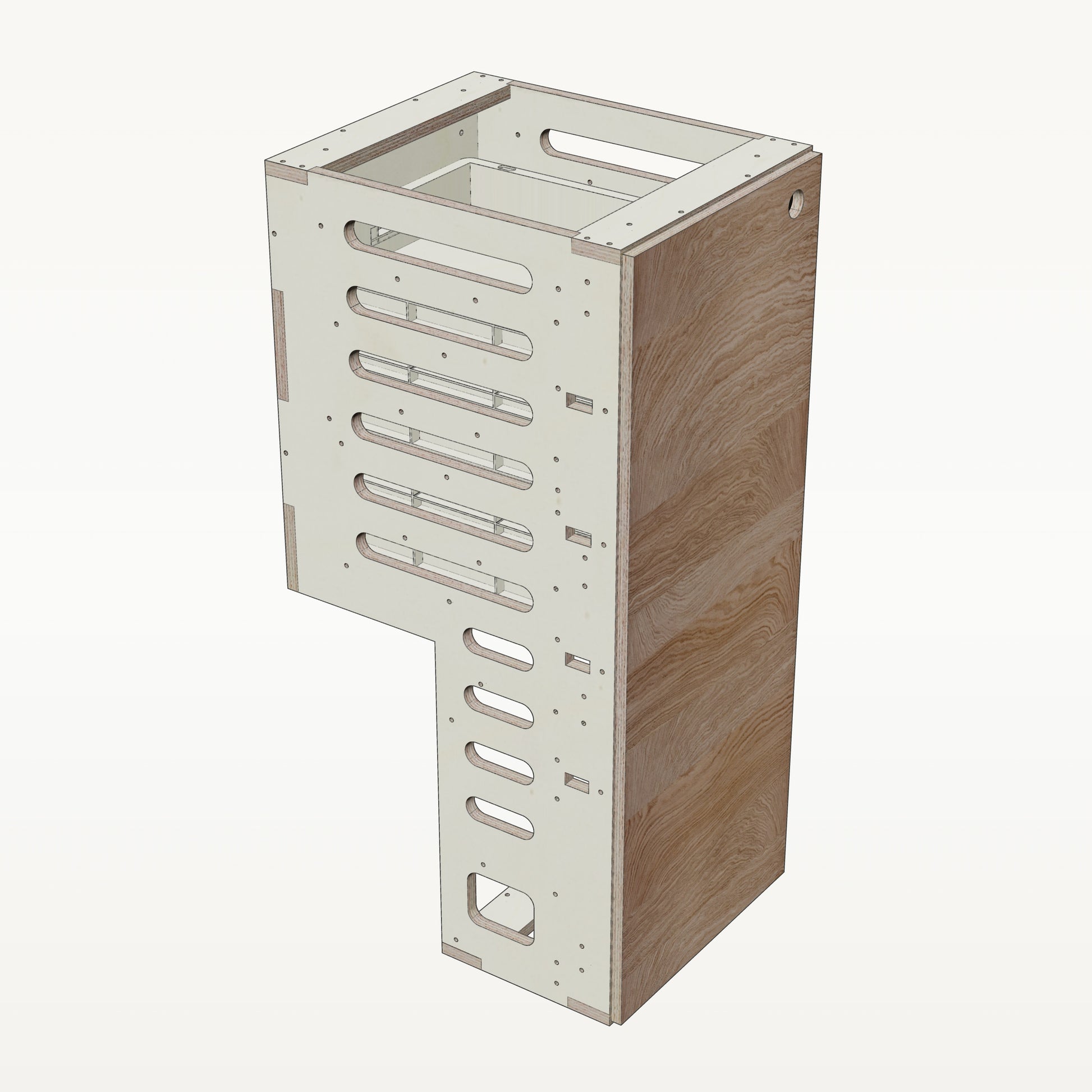 Unterschrank Euroboxen Schmal mit Radkasten-Aussparung - Material_eiche