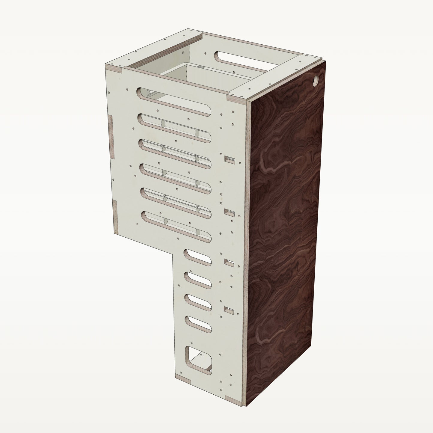 Unterschrank Euroboxen Schmal mit Radkasten-Aussparung - Material_nussbaum