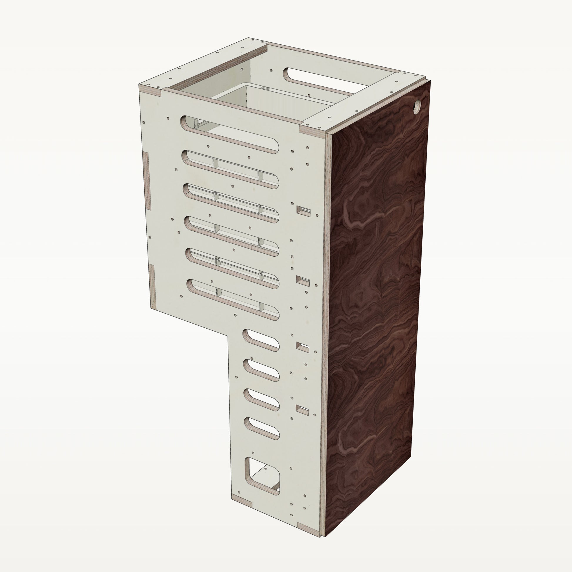 Unterschrank Euroboxen Schmal mit Radkasten-Aussparung - Material_nussbaum