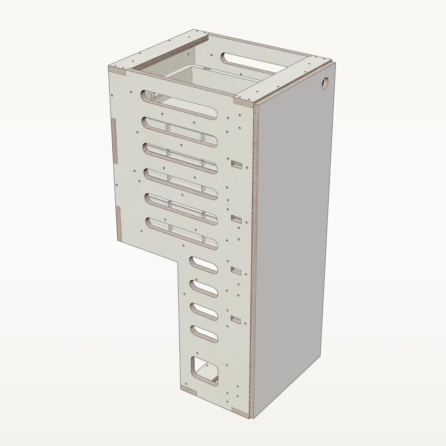 Unterschrank Euroboxen Schmal mit Radkasten-Aussparung - Material_weiss