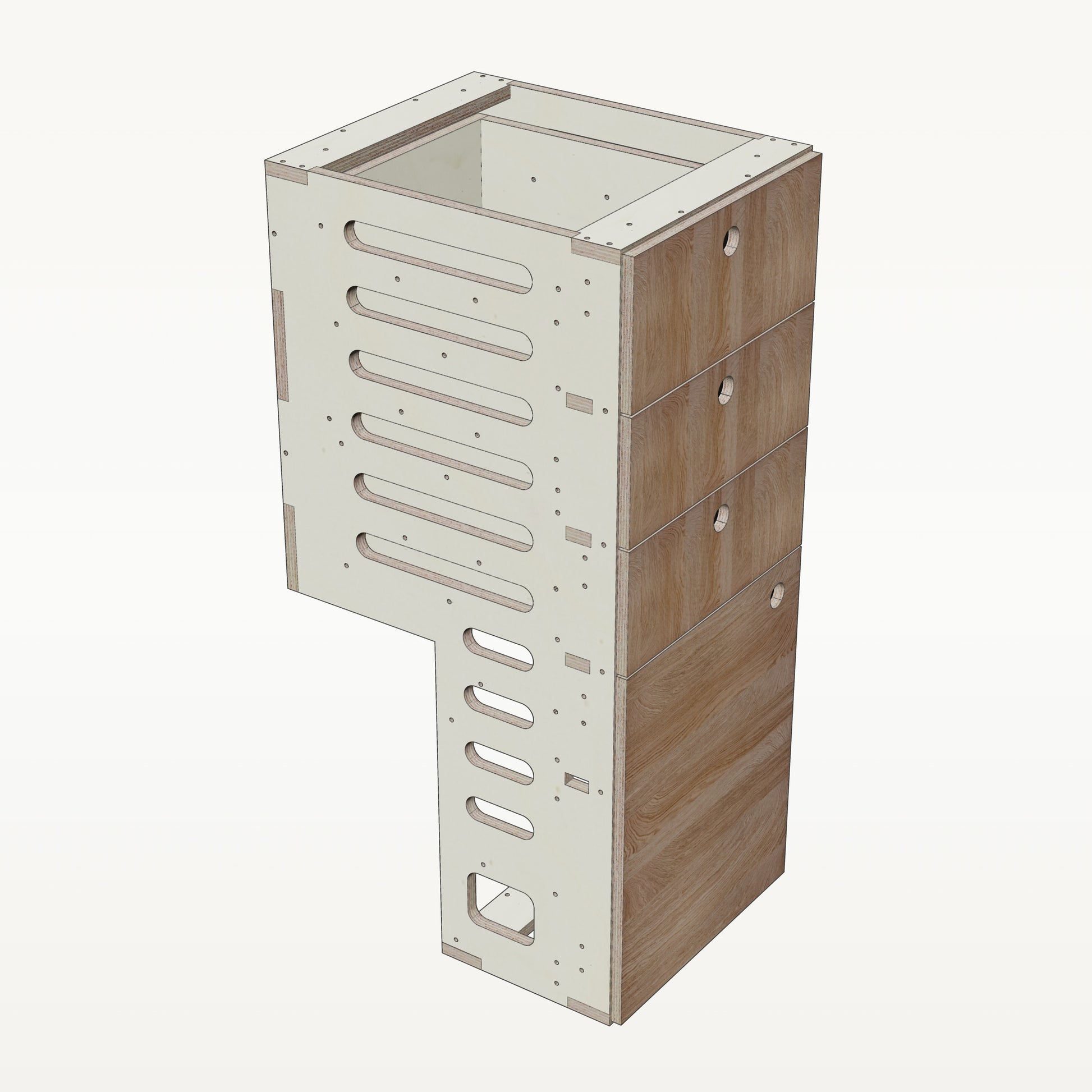 Unterschrank Schubladen Schmal mit Radkasten-Aussparung - Material_eiche