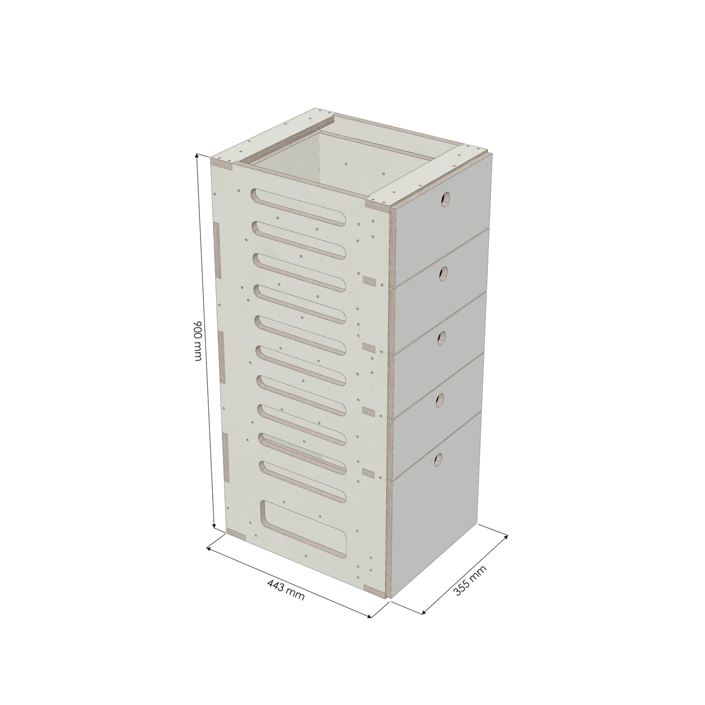 Unterschrank Schubladen Schmal - Rendering
