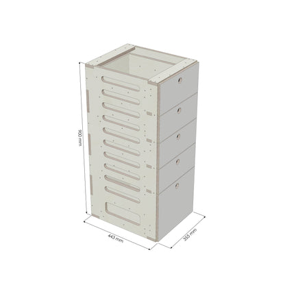 Unterschrank Schubladen Schmal mit Radkasten-Aussparung - Rendering