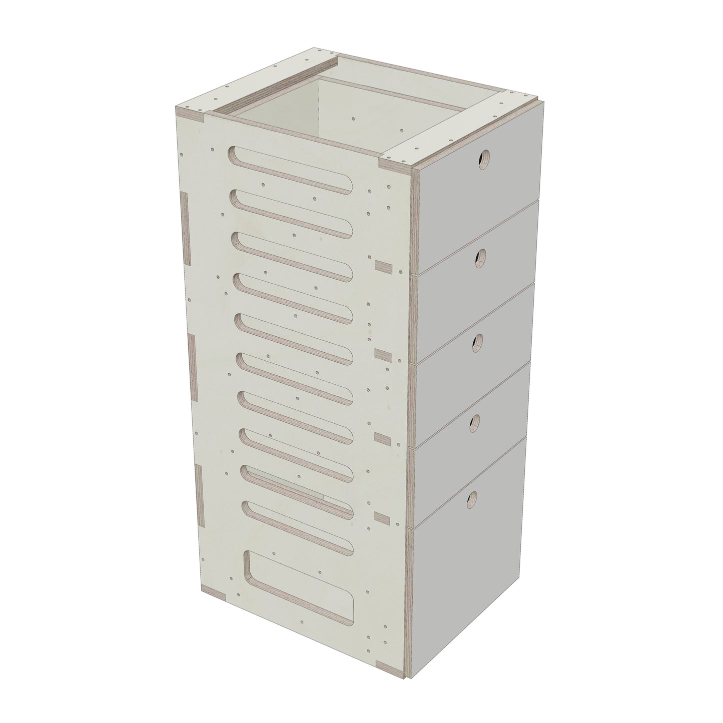Unterschrank Schubladen Schmal mit Radkasten-Aussparung - Rendering