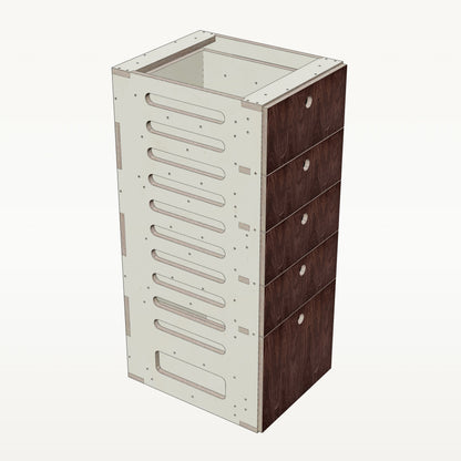 Unterschrank Schubladen Schmal mit Radkasten-Aussparung - Material_nussbaum