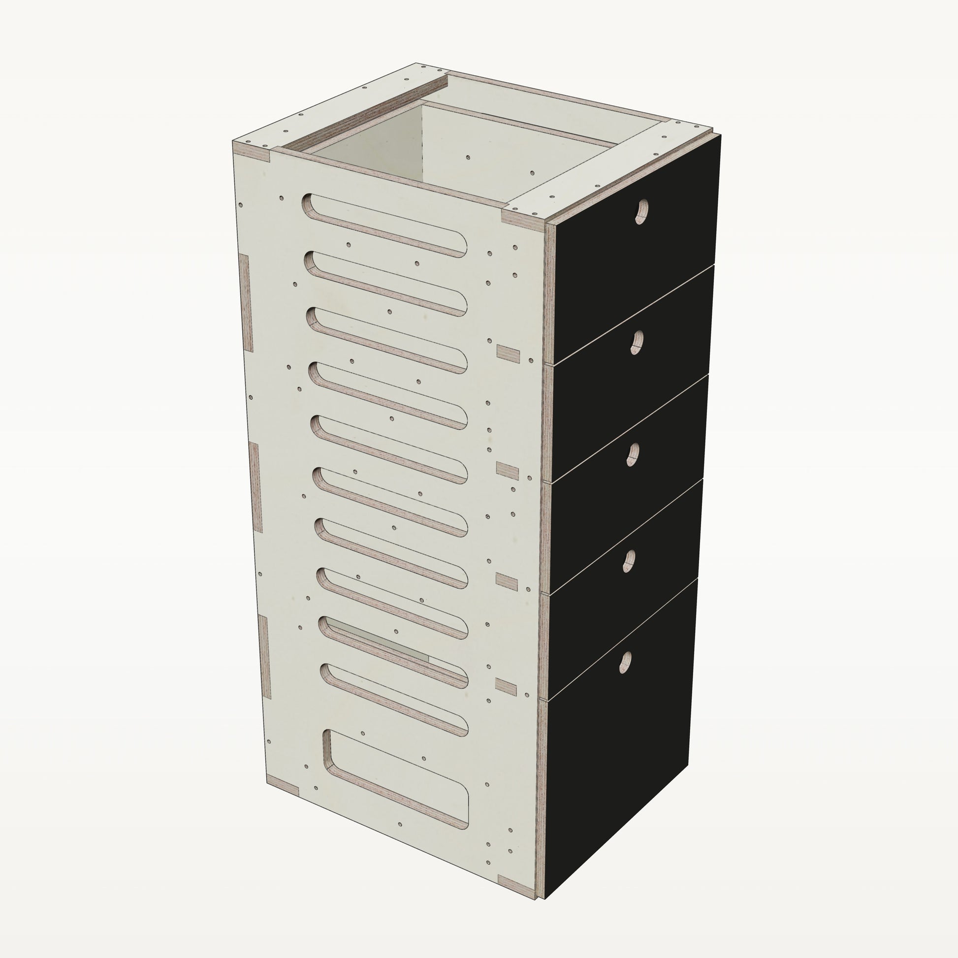 Unterschrank Schubladen Schmal - Material_schwarz