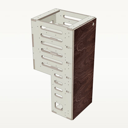 Unterschrank Fachboeden Schmal mit Radkasten-Aussparung - Material_nussbaum